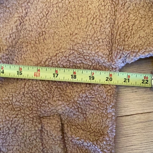 BTFBM lite cocoa colored teddy jacket double breasted with front welt pockets L - Picture 9 of 11